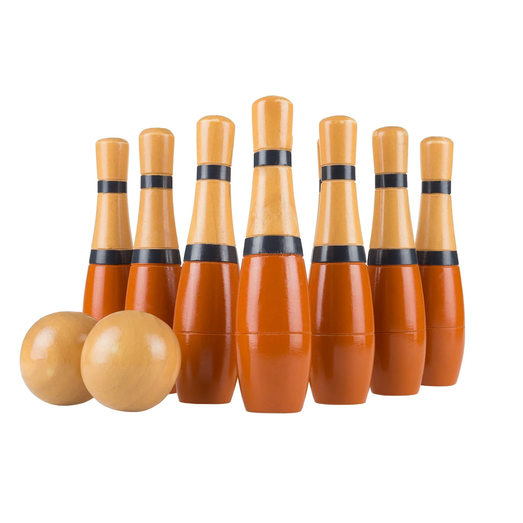 Wood Bowling Set with 2 Balls and Carry Bag F64726