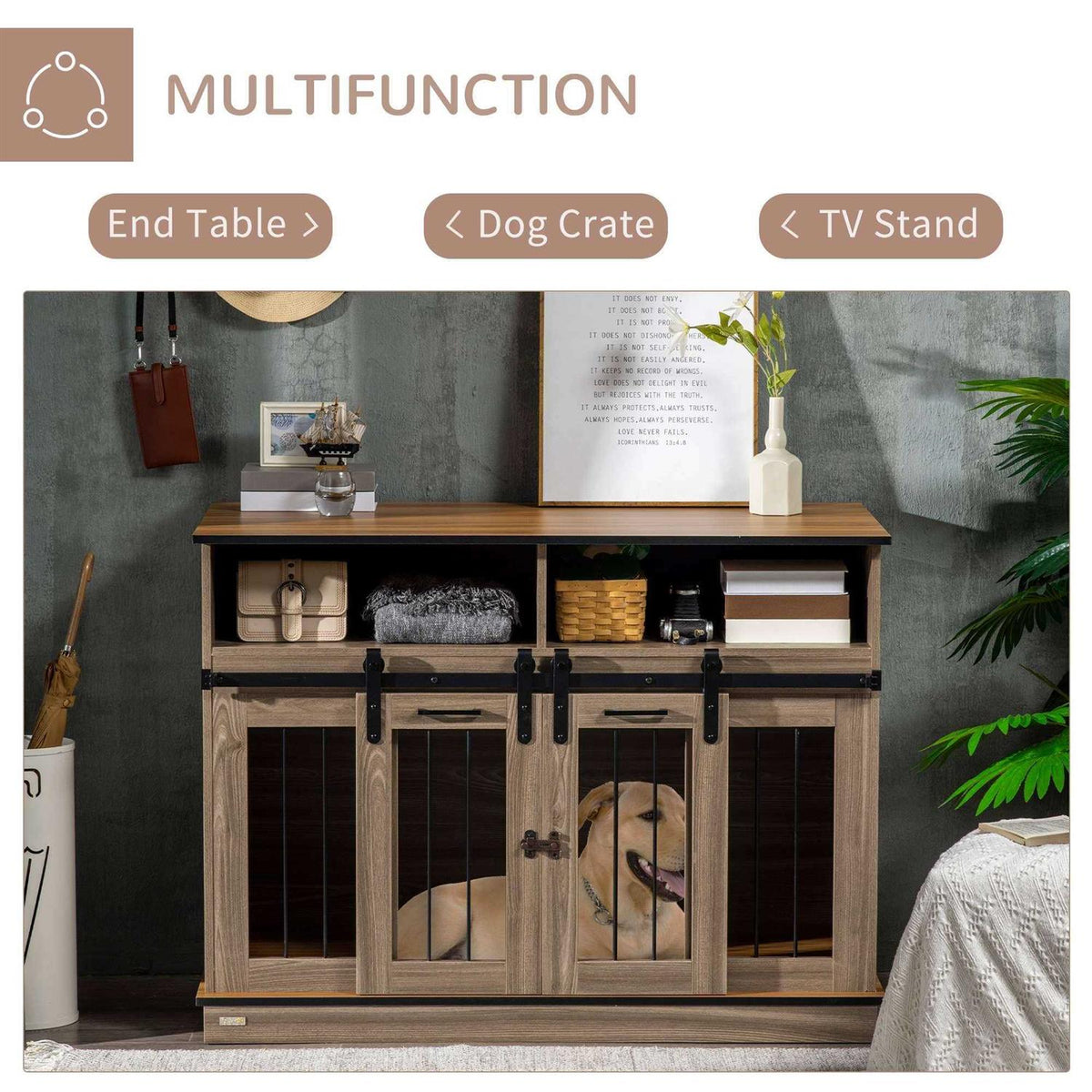 Dog Crate Furniture with Shelves V711