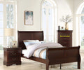 Twin Size Panel Bed and 2 Nightstands Cherry Brown Wooden Bedroom Set U265365