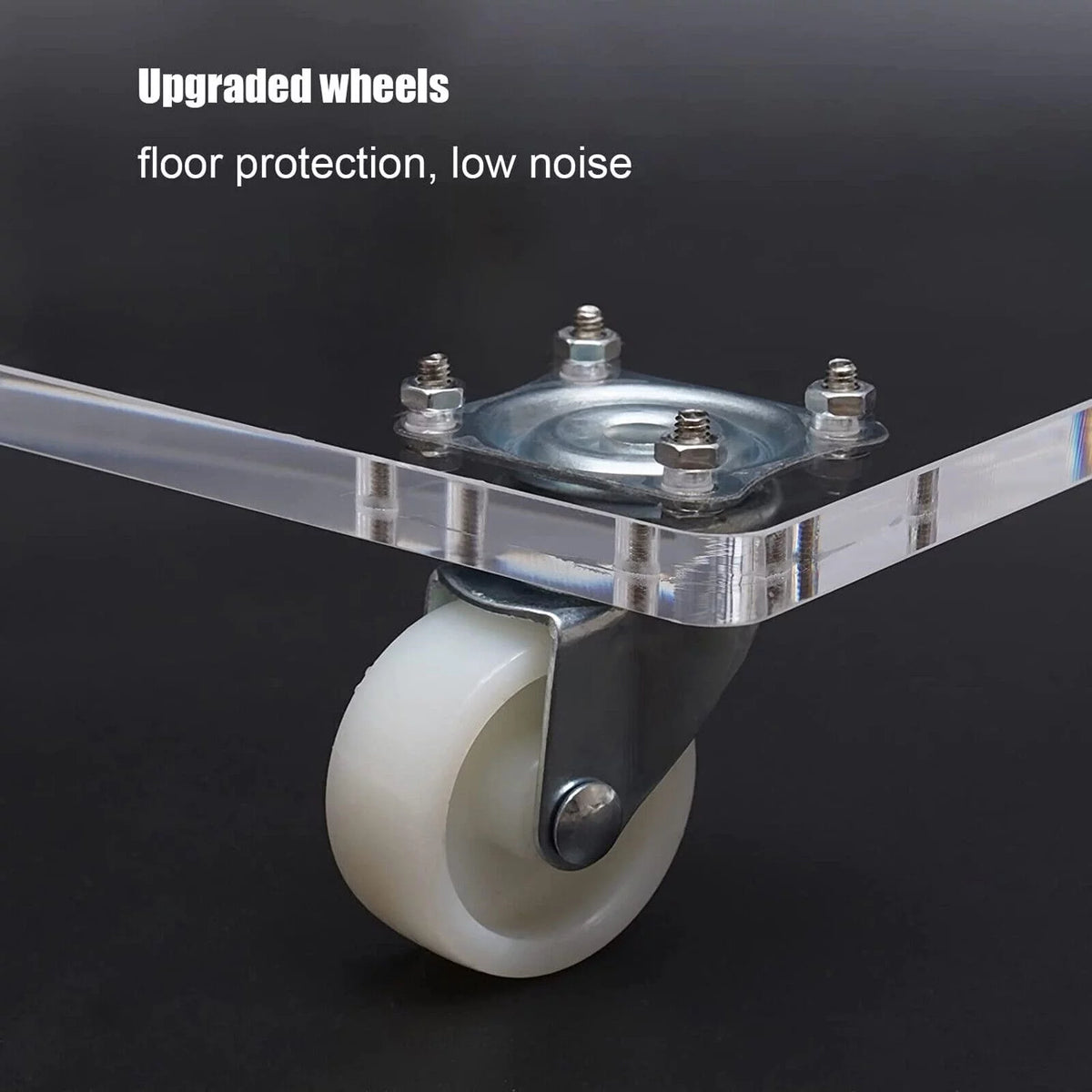 Clear Acrylic C-Shaped Bedside Table on Wheels X55406