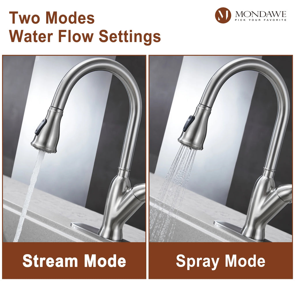 Single Handle Brushed Nickel Pull Down Kitchen Faucet V120950