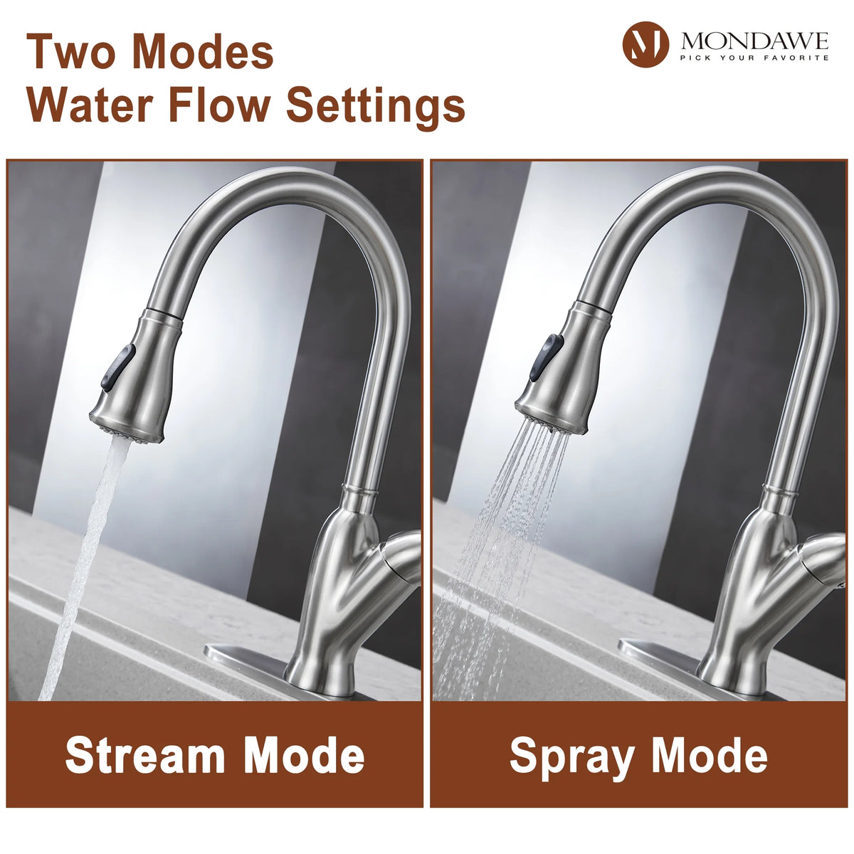 Single Handle Brushed Nickel Pull Down Kitchen Faucet V120950