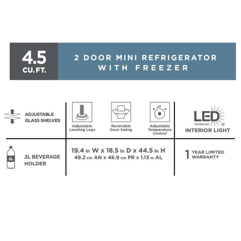 White 4.5 cu. ft. 2-Door Mini Refrigerator with Freezer U6023