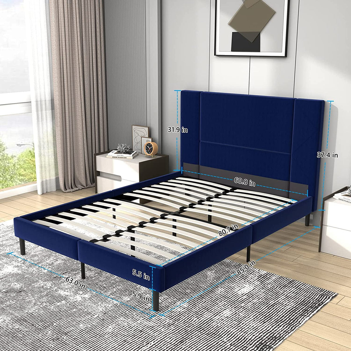 Queen Velvet Upholstered Bed Frame C1511