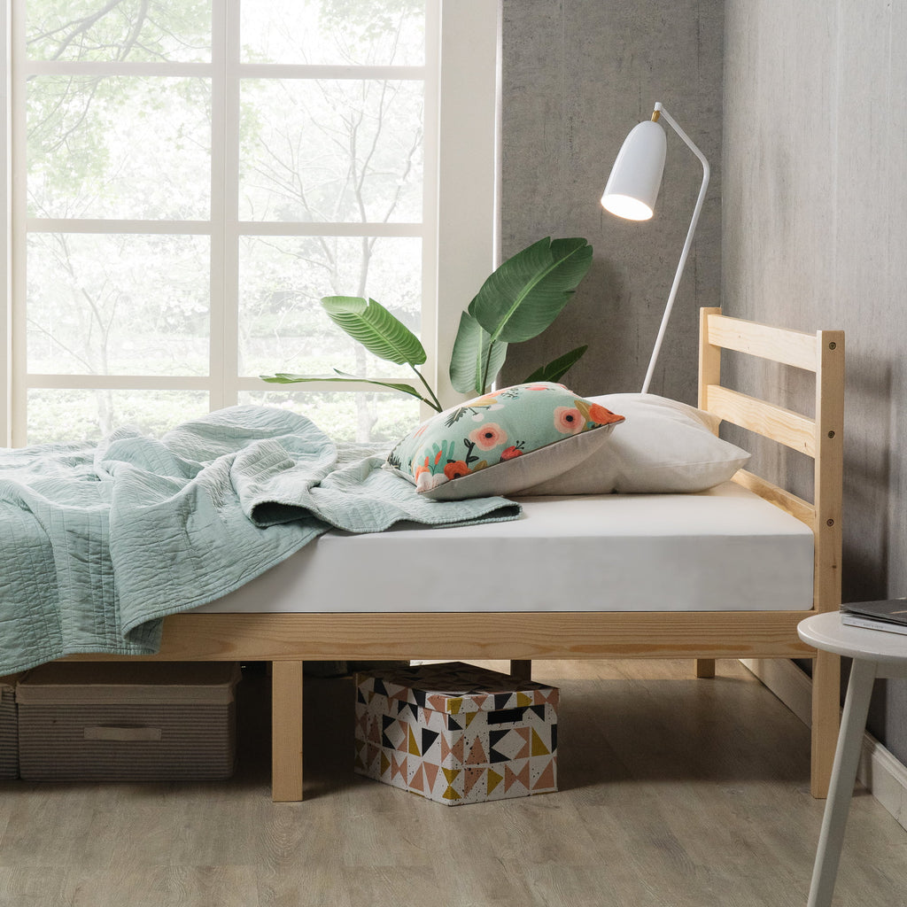 King Wood Platform Bed Frame with Headboard O11574