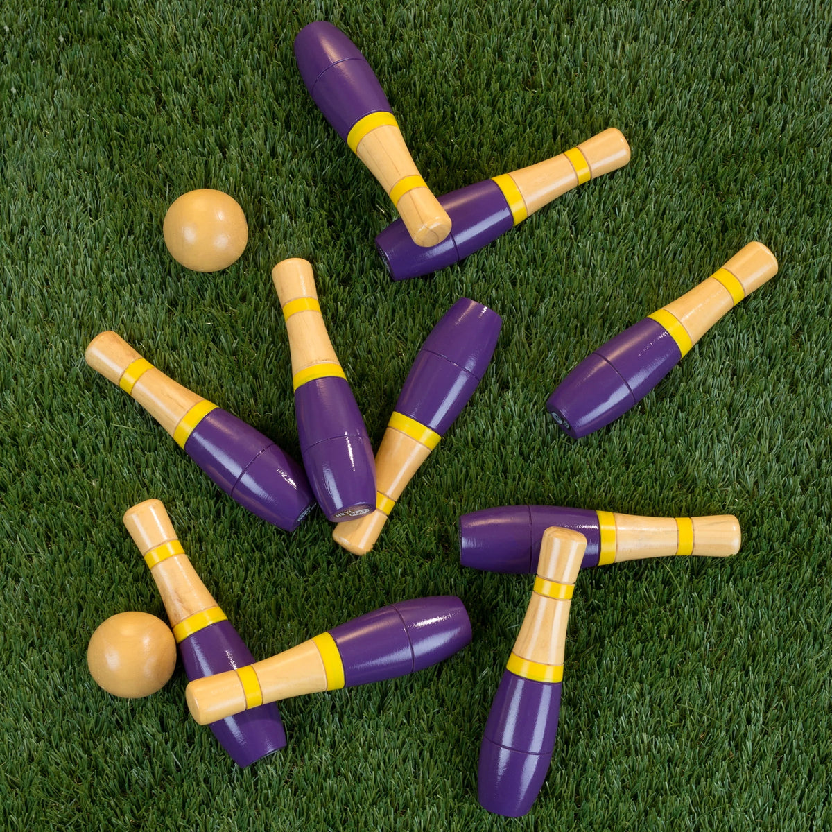 Wood Bowling Set with 2 Balls and Carry Bag F64726
