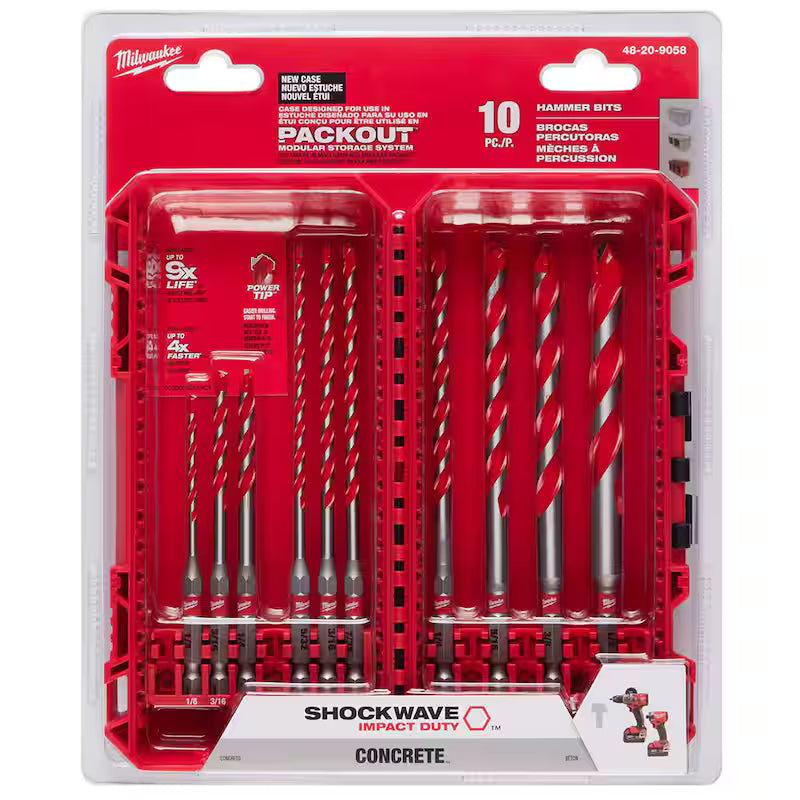 10-Piece Carbide Hammer Drill Bit Set W6729