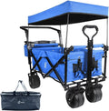 Collapsible Heavy Duty Folding Wagon Cart with Removable Canopy J426039