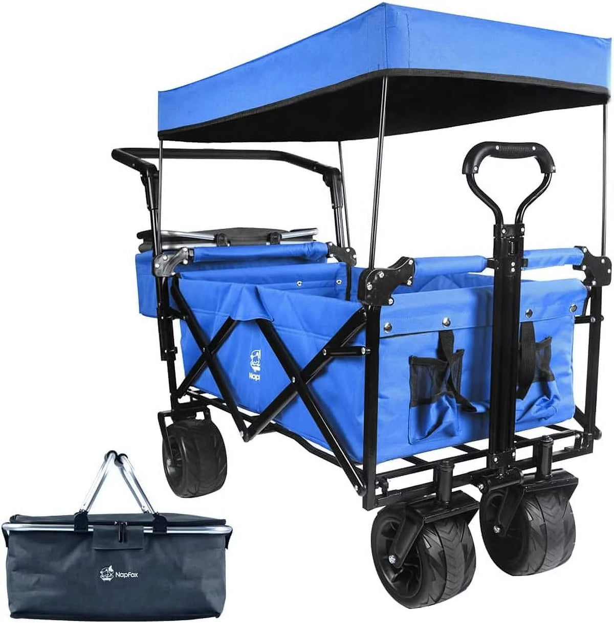 Collapsible Heavy Duty Folding Wagon Cart with Removable Canopy J426039